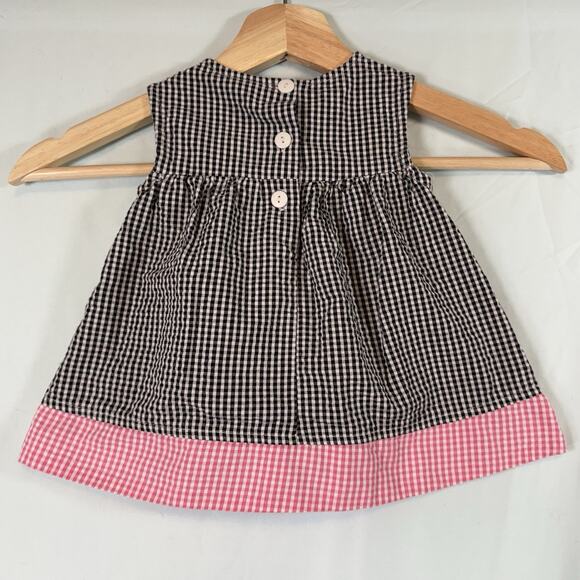 Samara VTG Baby Girl 3 Months Monkey Seersucker Smocked Sun Dress Pink Black 2PC - Picture 9 of 9